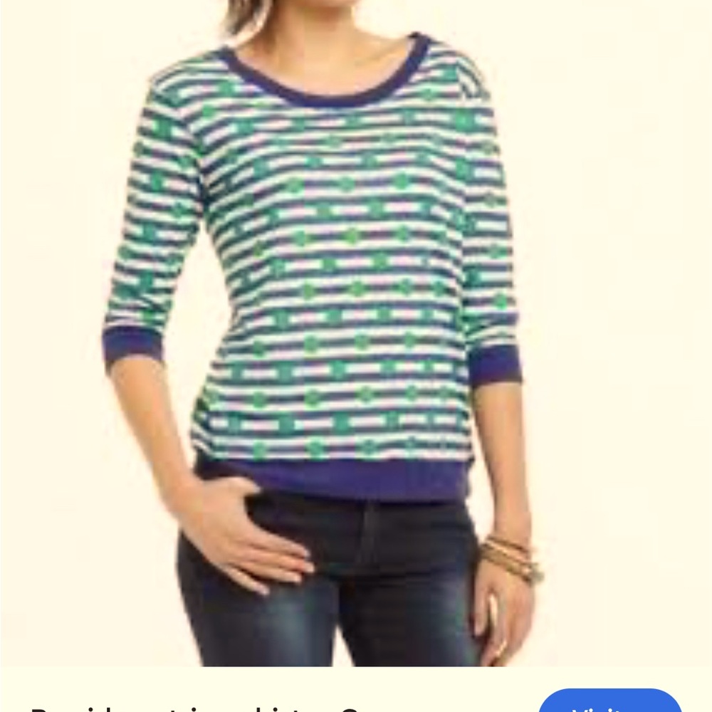ANTHROPOLOGIE Porridge Polka Dot and Stripe Top